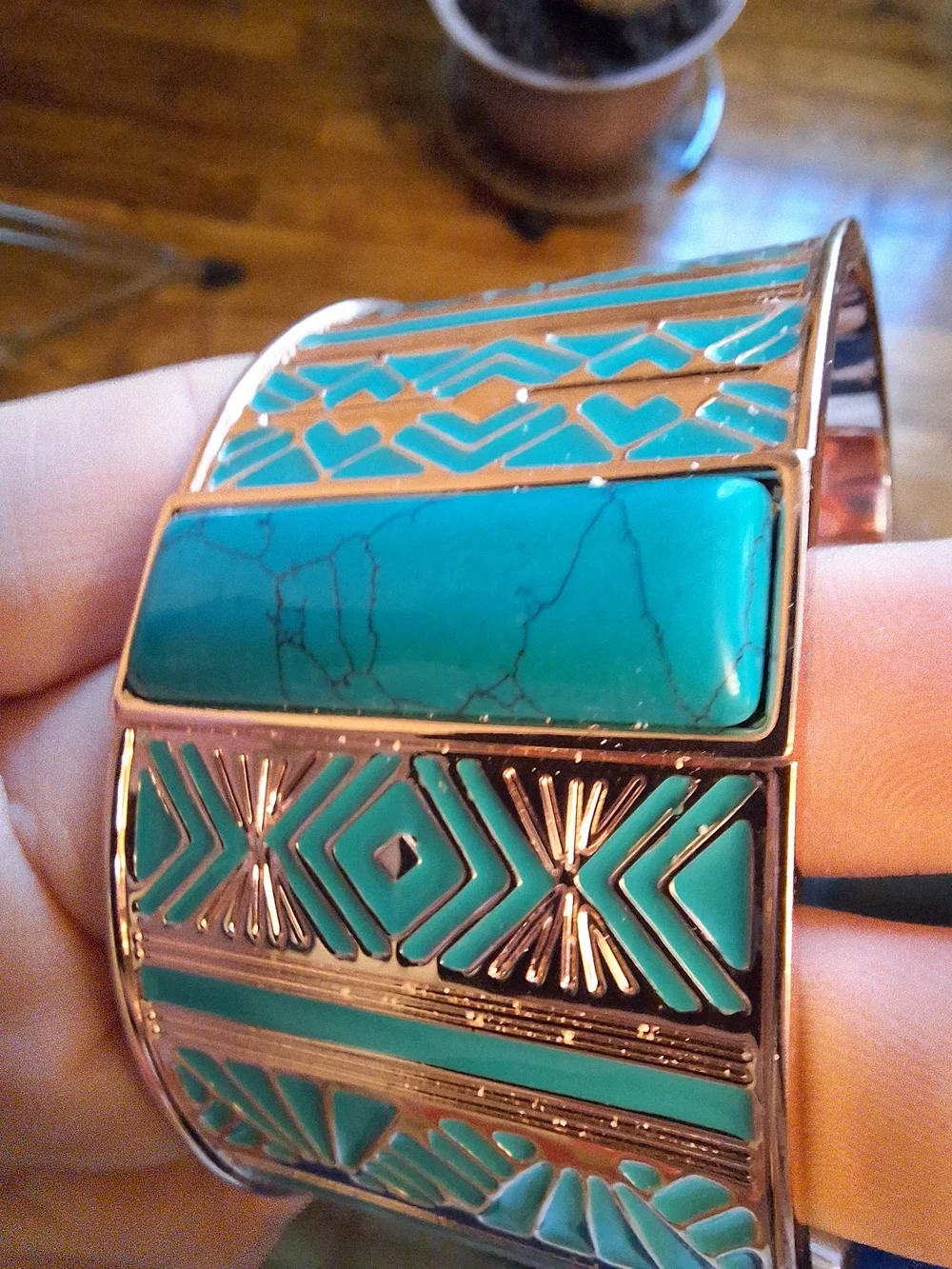 NWT Bradford Exchange Nature's Healing Embrace Copper Turquoise Cuff Bracelet
